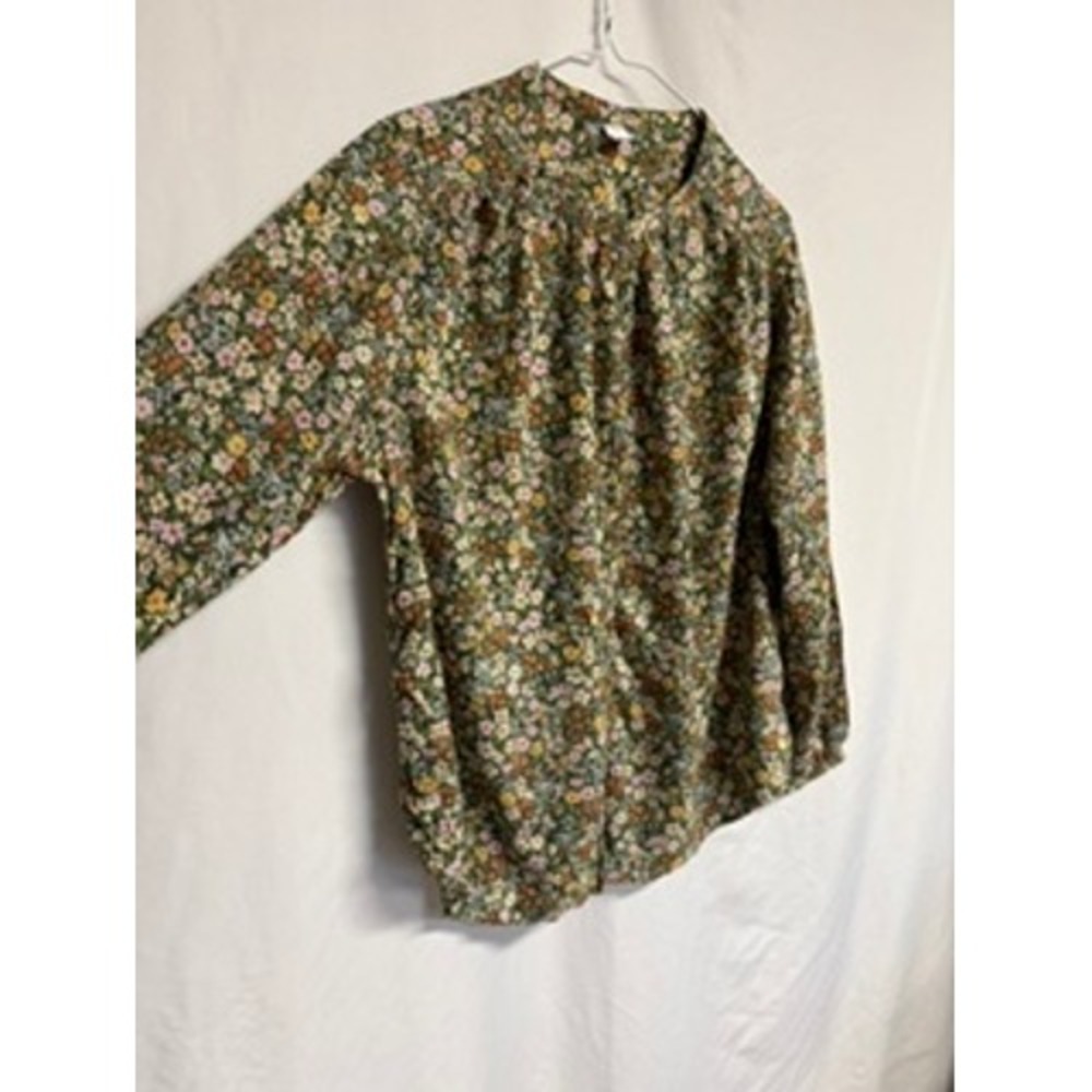 Old Navy Womens Olive Green Ditsy Floral Long Sleeve Blouse Size M Romantic - Picture 3 of 9